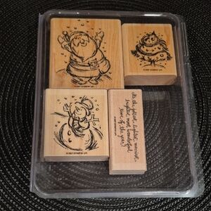 STAMPIN' UP! Retired 2007 'Jolliest Time Of The Year' Stamp Set, Set of 4 Stamps